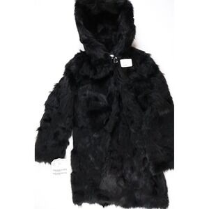 Wolfie Toscana Shearling Hooded Parka Black Solid 10 Lamb Fur NEW MSRP $1,999